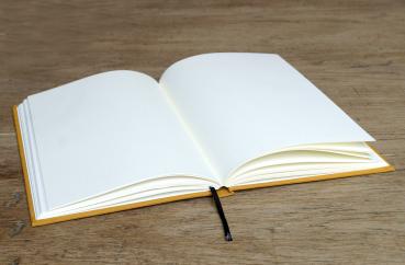 Fashionable notebook, linen mustard, high-quality writing paper